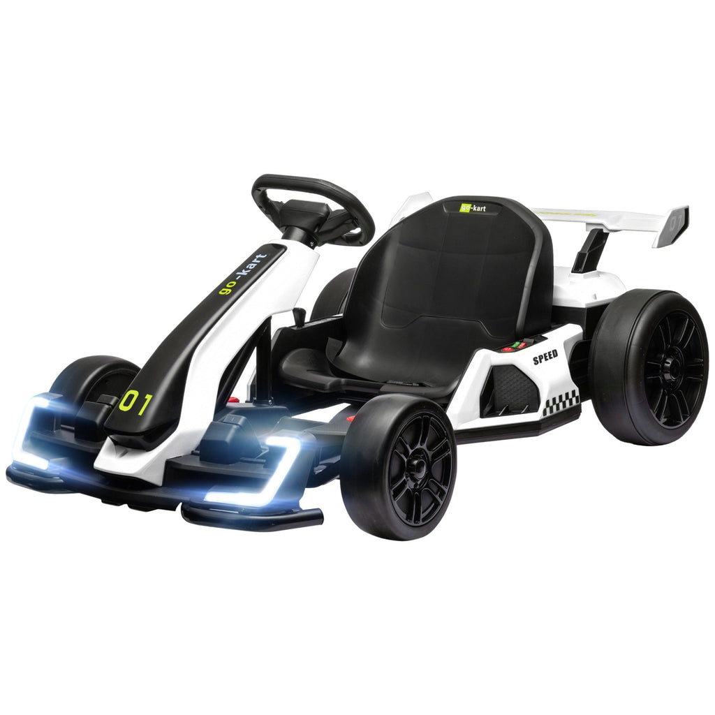 Easycomfort Go Kart Elettrico per Bambini 6-12 Anni 24V 12km/h with Seggiolino Regolabile, white