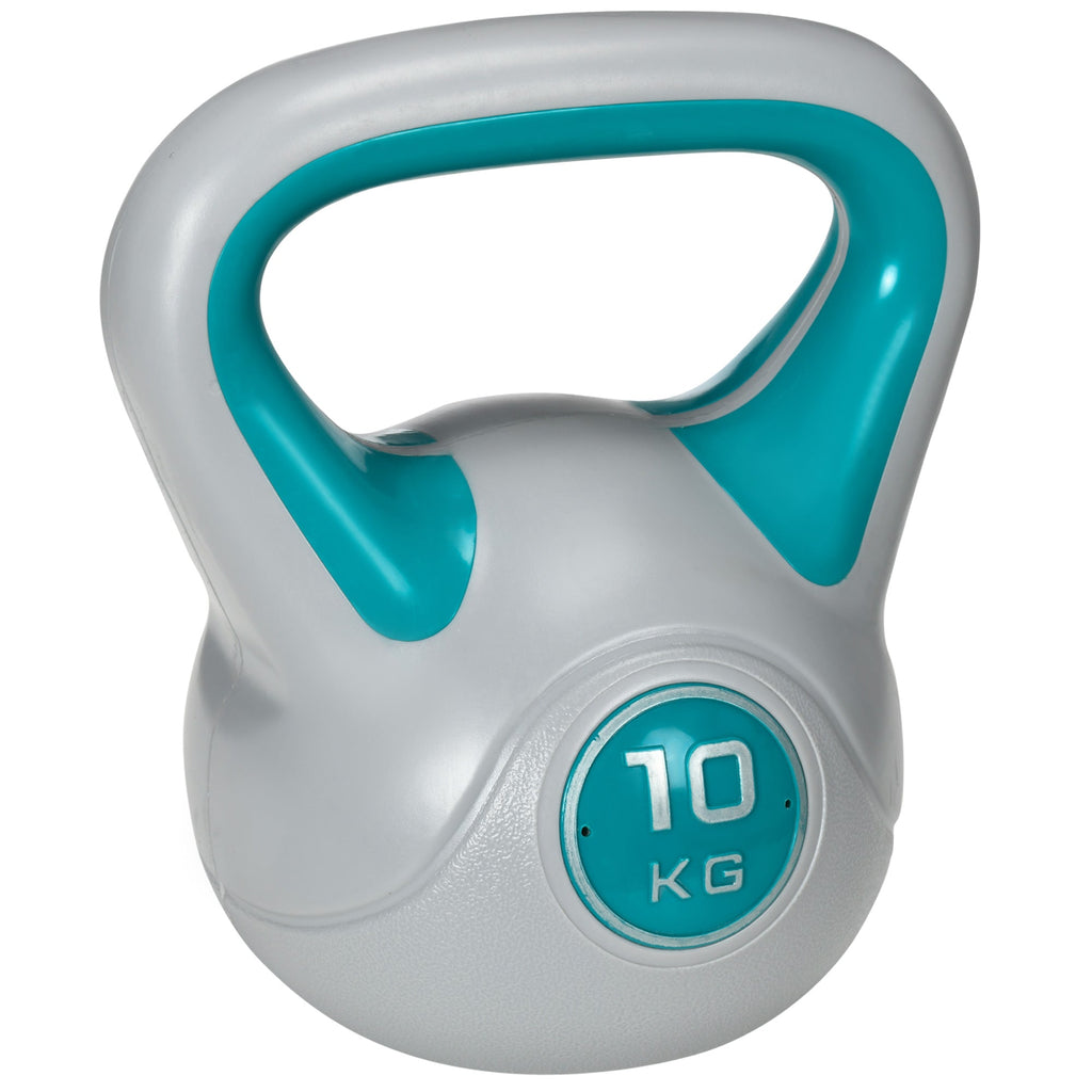Easycomfort Kettlebell 10kg in PU e Sabbia with Base Piatta e Impugnatura per Stacchi, Squat e Sollevamenti, 22x16x26 cm, Verde Scuro