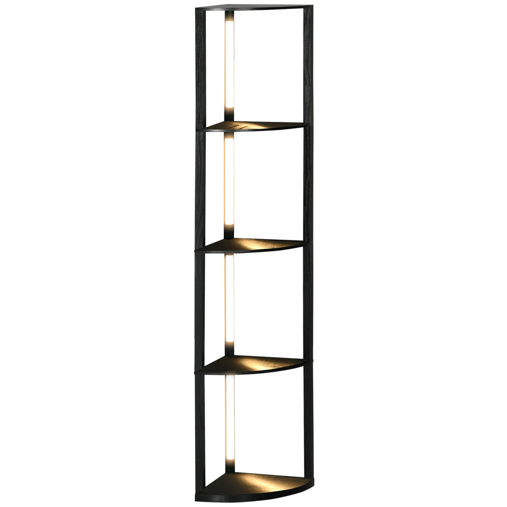 EasyComfort kolom-vloerlamp MDF met 4 planken en LED 3000K