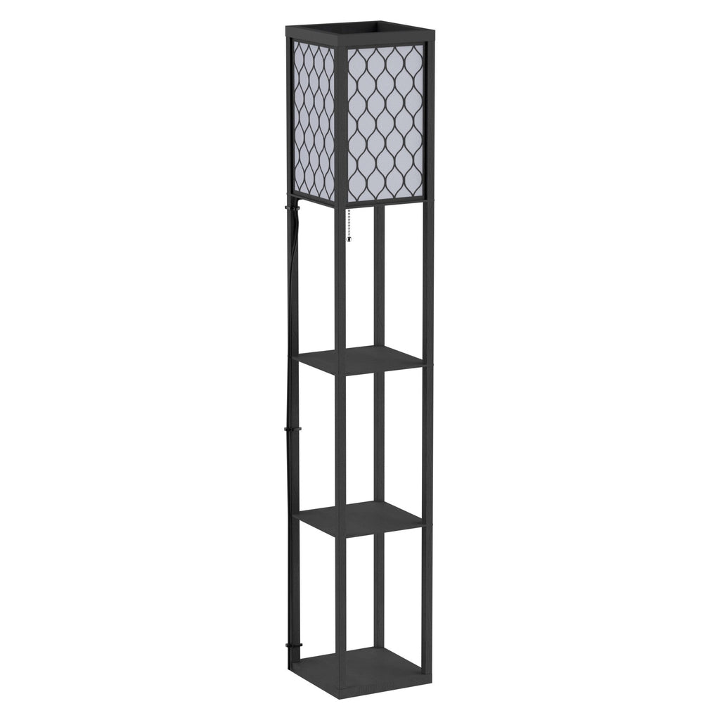 Easycomfort Lampada Lampadina da Terra Salvaspazio with Ripiani Durevole Cotone, MDF 26 x 26 x 160 cm black, bianco
