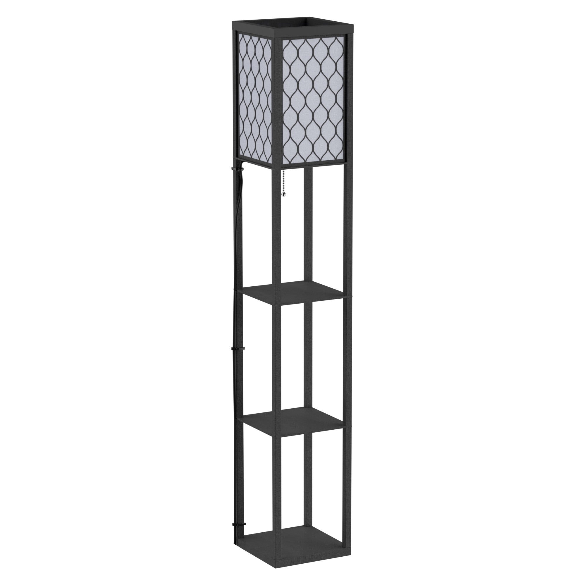 Easycomfort Lampada Lampadina da Terra Salvaspazio with Ripiani Durevole Cotone, MDF 26 x 26 x 160 cm black, bianco