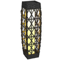 EasyComfort Lampada Solare da Giardino con Illuminazione LED, in Acciaio e Rattan PE, 20x20x68 cm, Grigio