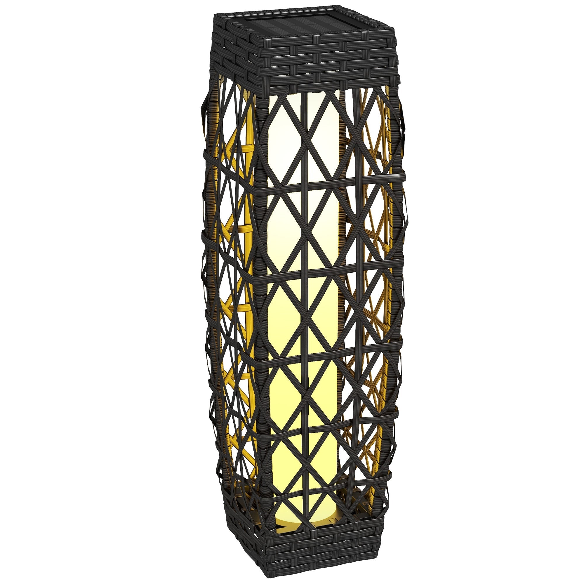 EasyComfort Lampada Solare da Giardino con Illuminazione LED, in Acciaio e Rattan PE, 20x20x68 cm, Grigio
