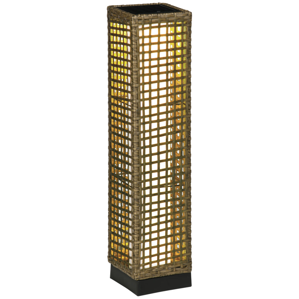 EasyComfort Lampada Solare da Giardino with Pannello di Ricarica, in Acciaio e Rattan, 15.5x15.5x69 cm, black e Marrone