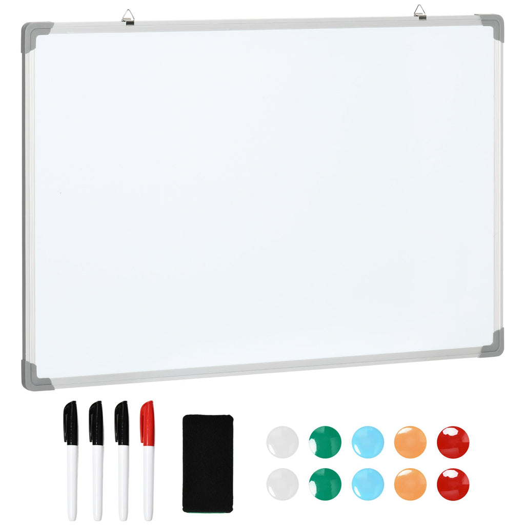 Easycomfort Lavagna Magnetica Bianca Rettangolare with 4 Pennarelli, 1 Gomma e 10 Magneti Inclusi, 90x60x1.8 cm