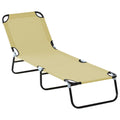 EasyComfort Lettino da Giardino with Schienale Regolabile in 5 Posizioni, in Acciaio e Tessuto Oxford, 188x56x28 cm, Beige