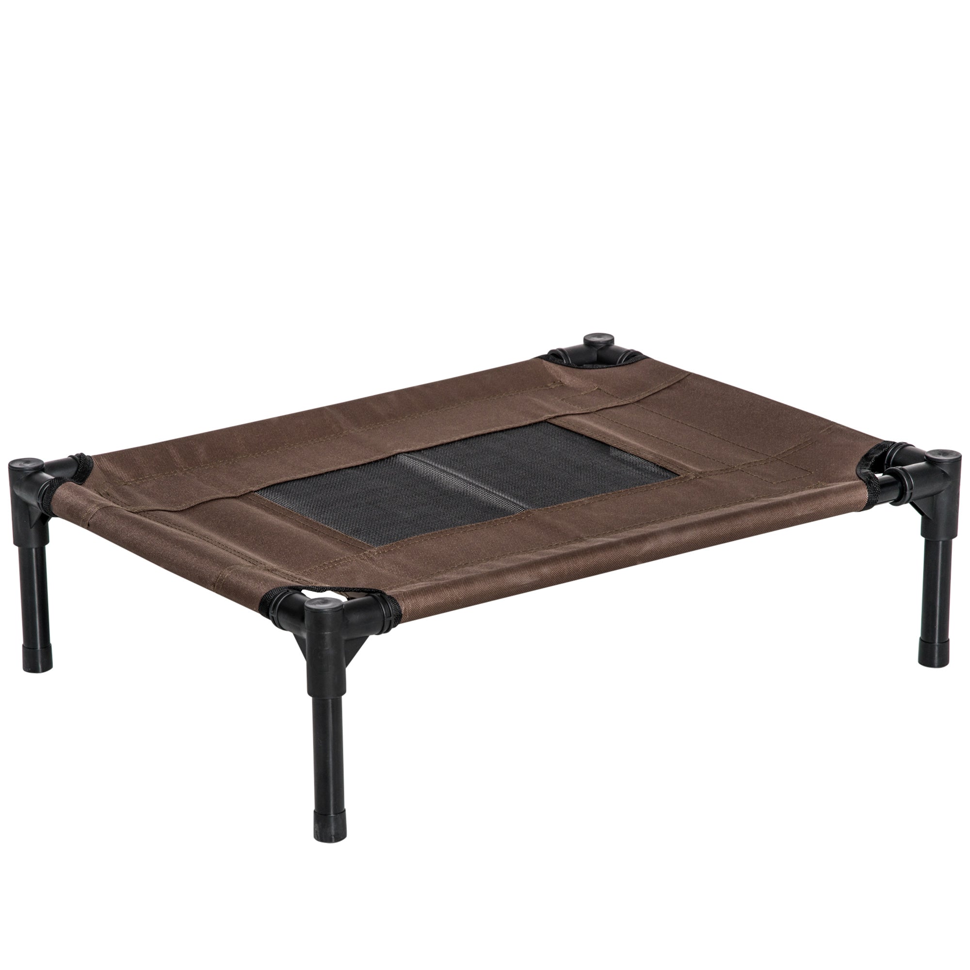 EasyComfort Lettino per Cani Rialzato with Seduta Traspirante, in Acciaio e Tessuto, 61x46x18 cm, black e Caffè