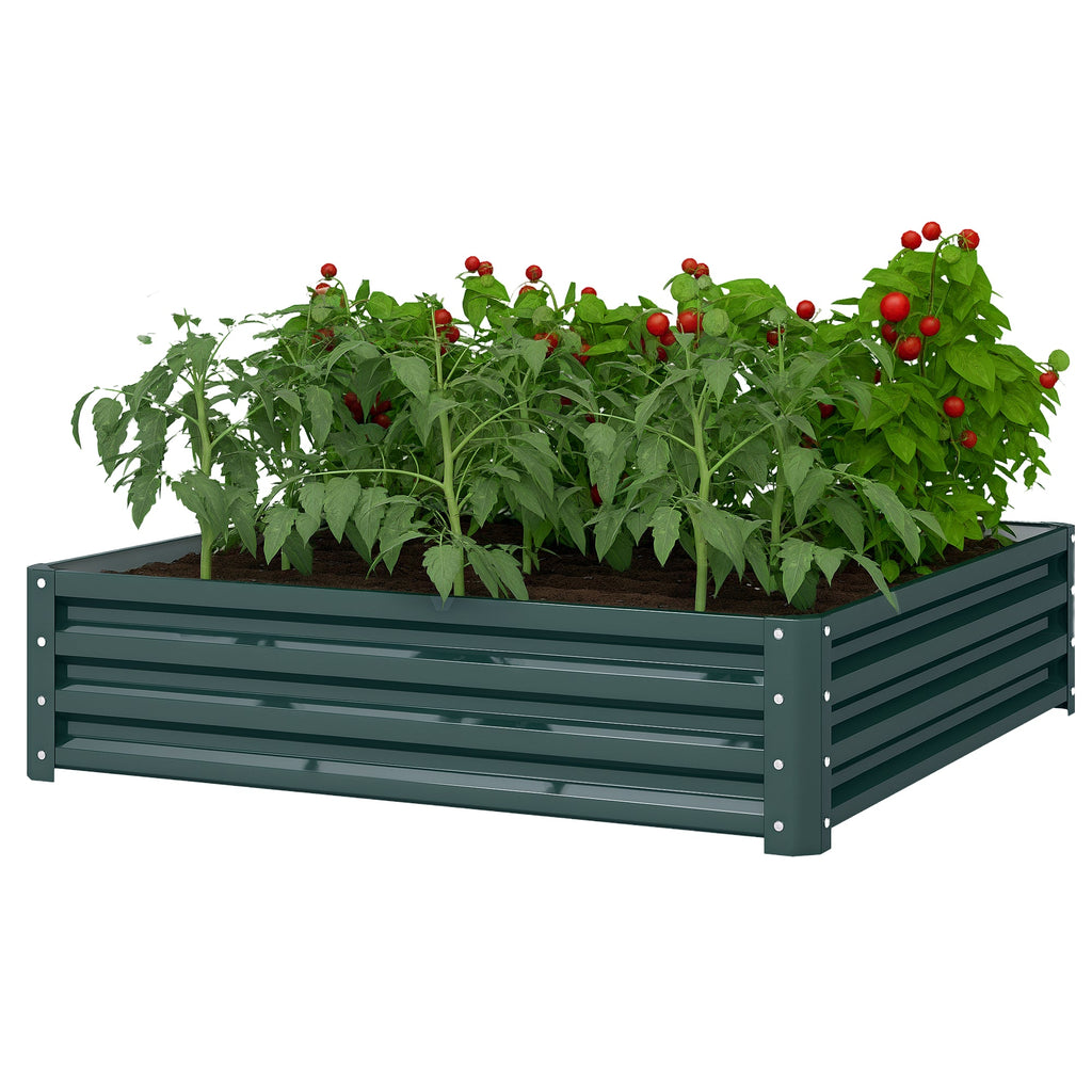 EasyComfort Letto per Orto Rialzato a Fondo Aperto with Rivestimento, in Acciaio Zincato, 120x120x30 cm, Verde