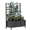 EasyComfort Letto per Orto Rialzato with Traliccio per Piante Rampicanti in Acciaio Zincato, 90x40x120 cm, black
