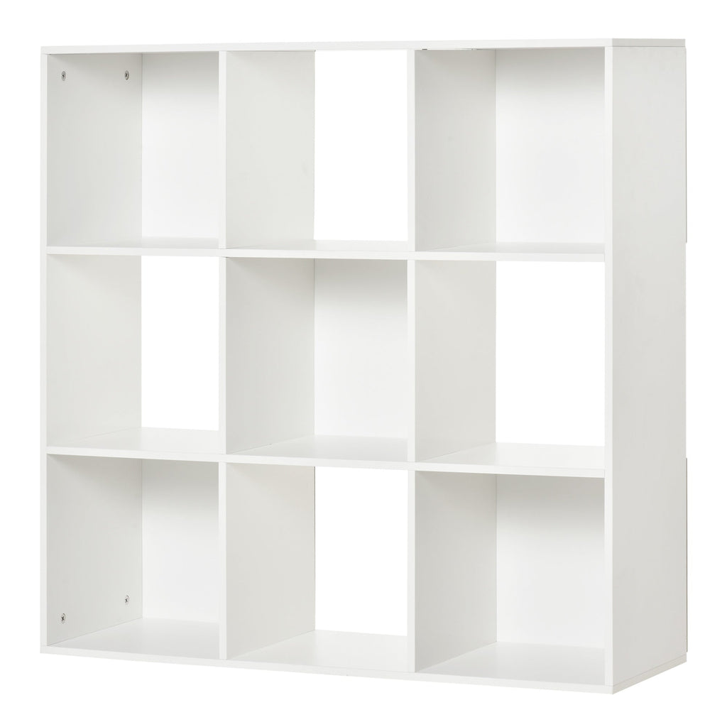 Easycomfort Libreria Bianca per Casa e Ufficio, Scaffale dal Design Moderno with 9 Scomparti in Legno, 91.5 x 29.5 x 91.5 cm