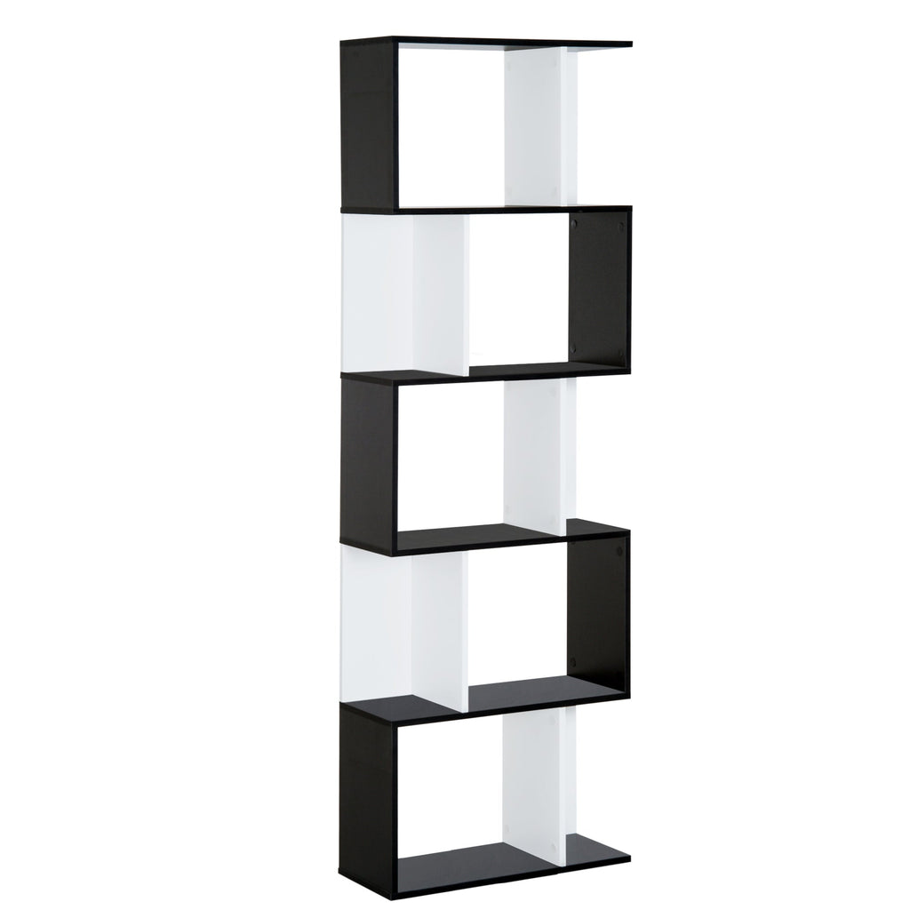 Easycomfort Libreria Moderna 5 Ripiani Pratici Finitura Eccellente, Superficie Liscia e a Prova di Umidità in Legno Truciolato black 60×24×184.5cm