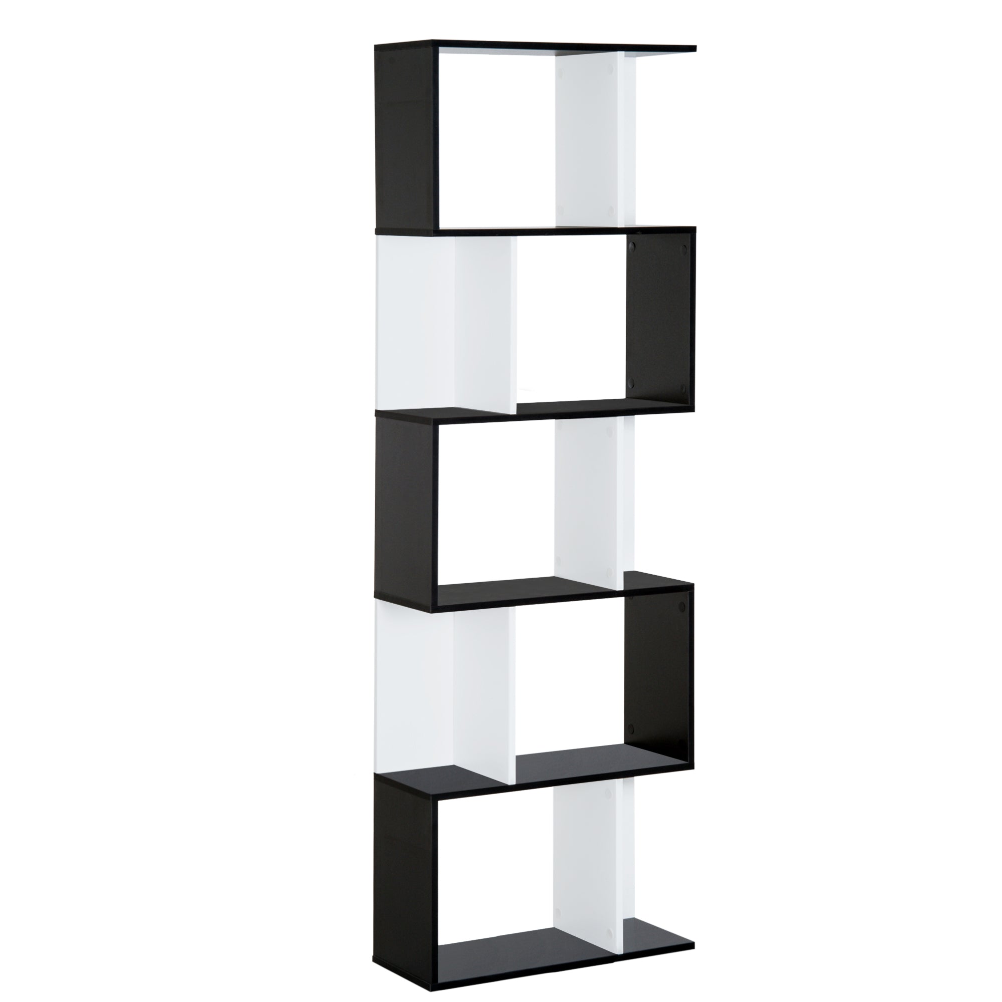 Easycomfort Libreria Moderna 5 Ripiani Pratici Finitura Eccellente, Superficie Liscia e a Prova di Umidità in Legno Truciolato black 60×24×184.5cm