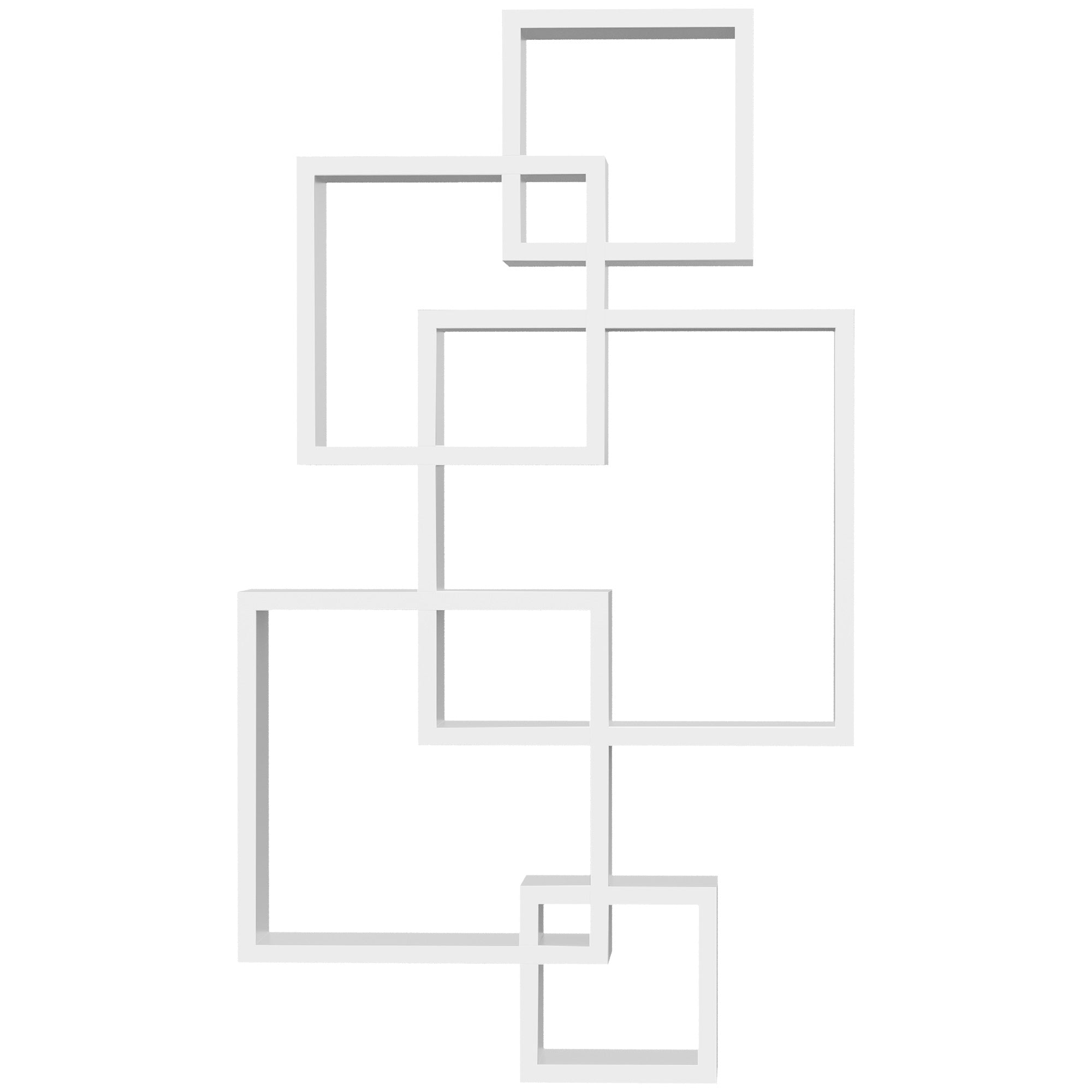 Easycomfort Libreria Moderna Sospesa with 5 Cubi Intrecciati in Legno, 49.5x10.2x86cm, white