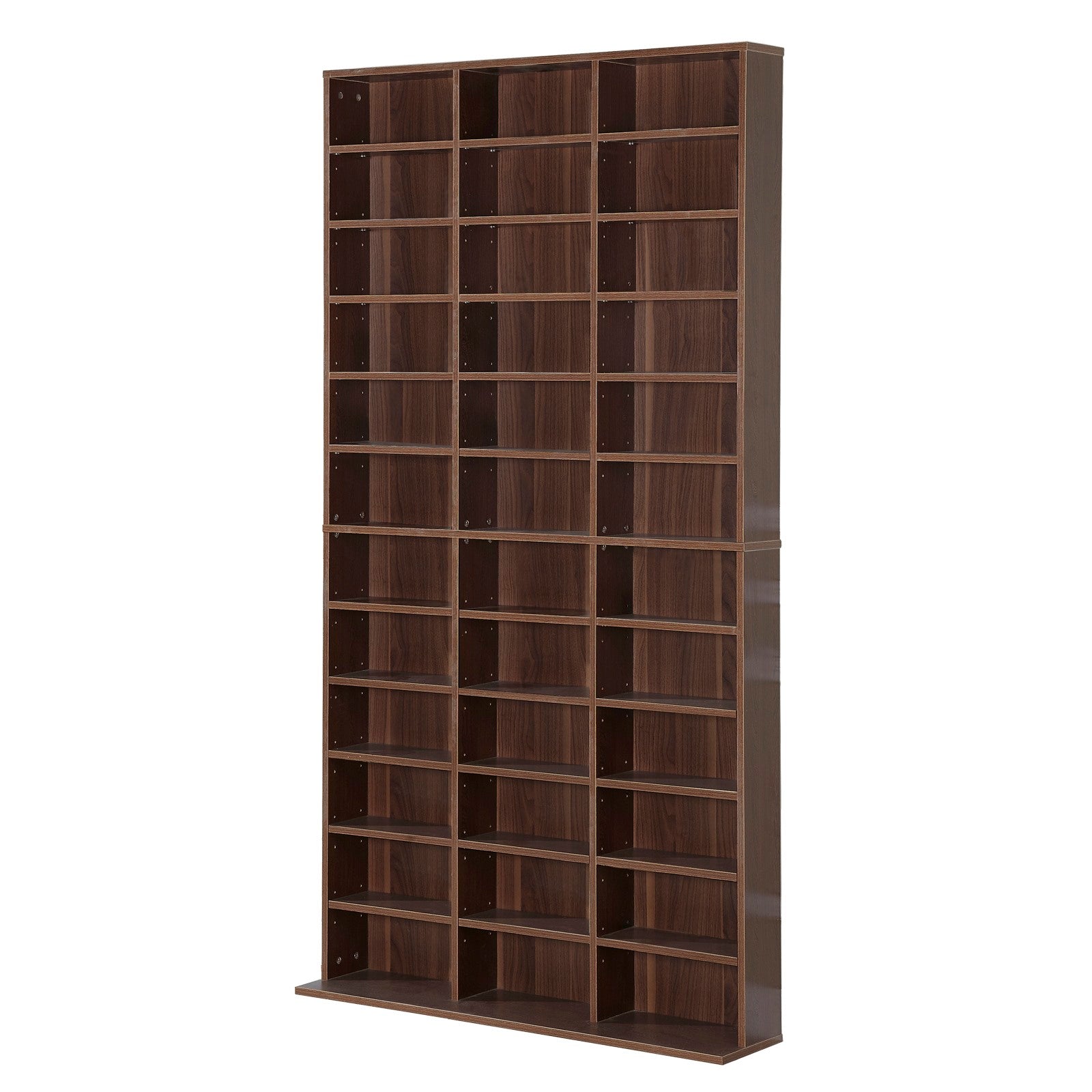 Easycomfort Mobile Libreria wall-mounted porta CD with 36 Ripiani ad Altezza Regolabile, Libreria in Legno Composito, 195x102x23.5 cm, Marrone