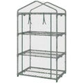 Easycomfort Mini Serra with Copertura in Plastica, Telaio in Acciaio with 3 Ripiani, 69x49x125cm, Trasparente