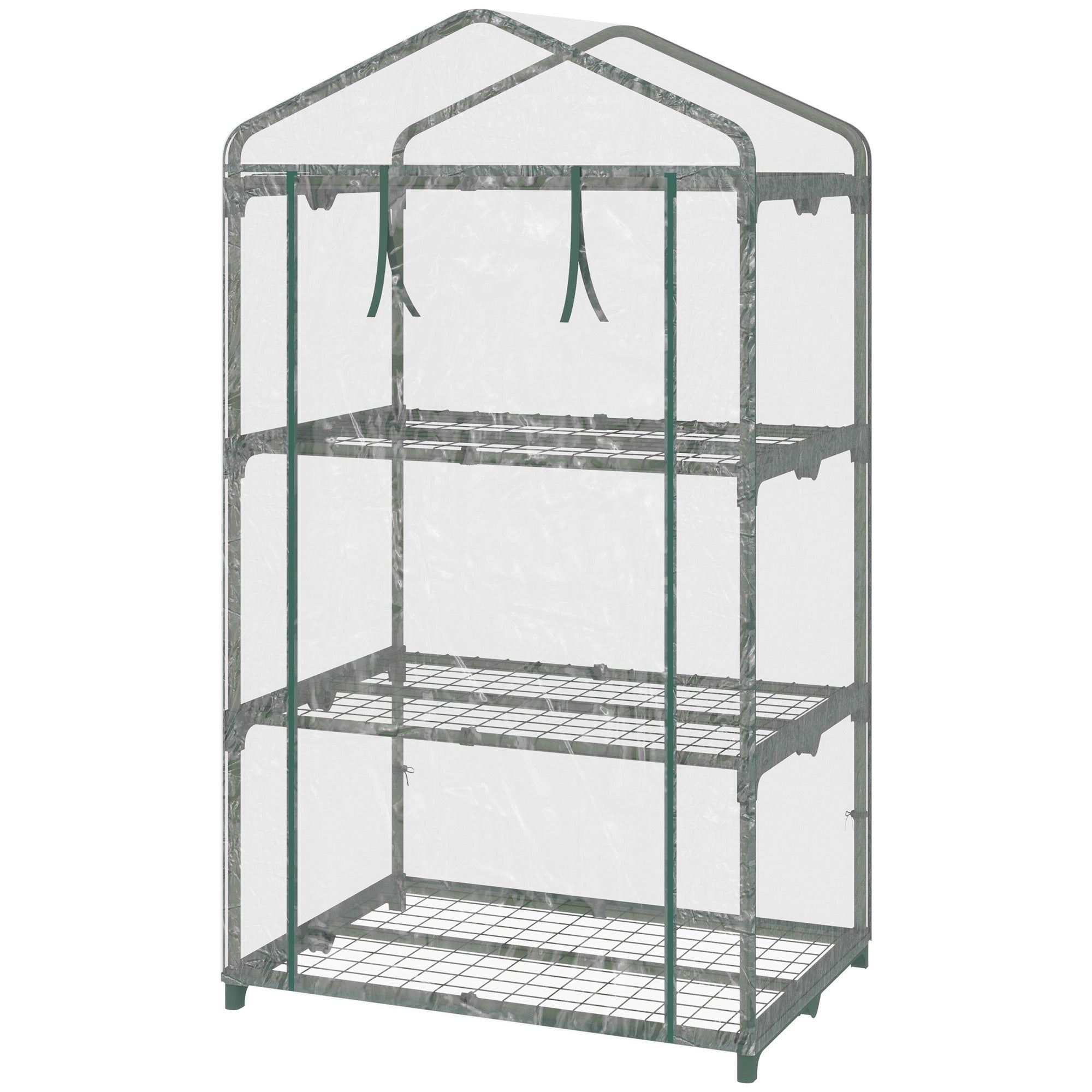 Easycomfort Mini Serra with Copertura in Plastica, Telaio in Acciaio with 3 Ripiani, 69x49x125cm, Trasparente