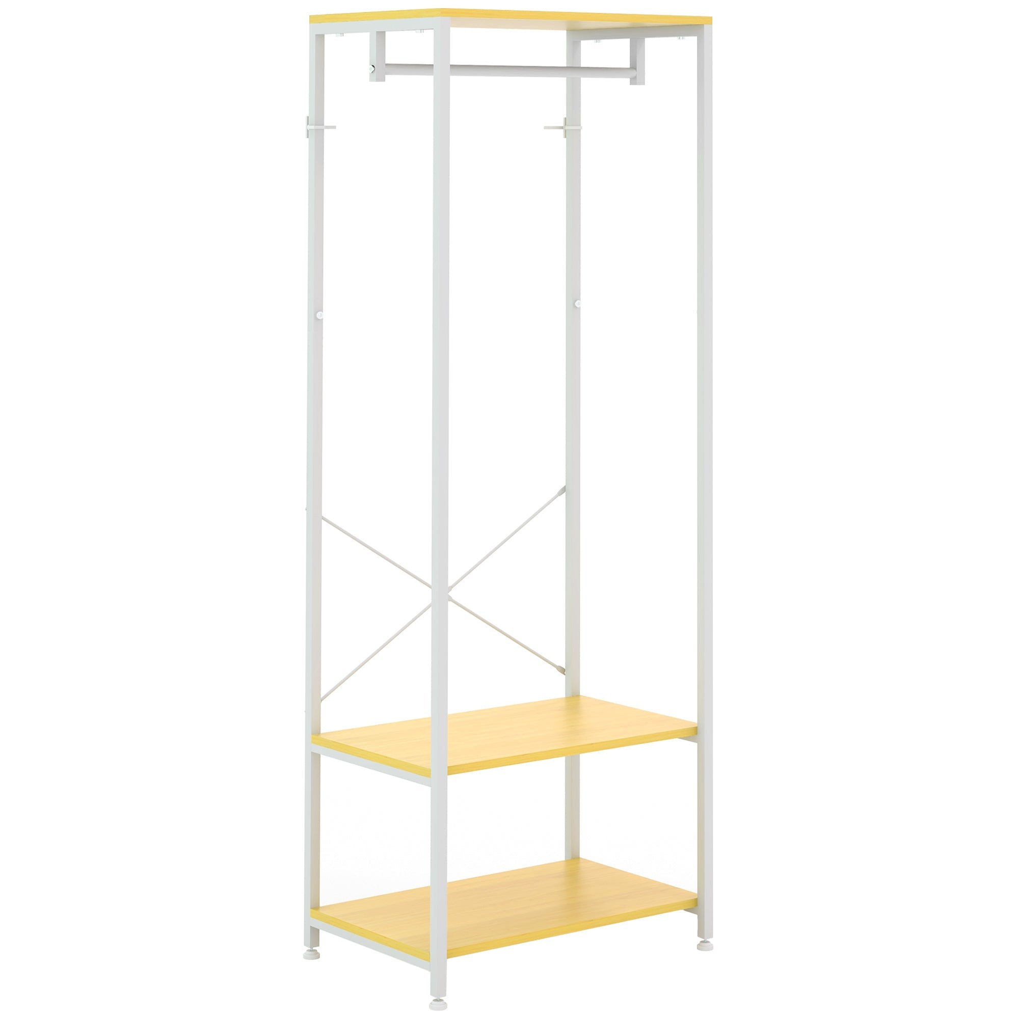 EasyComfort Mobile Appendiabiti 2 in 1 with Ripiano a 2 Livelli, in Acciaio e Truciolato, 60x40x167.5 cm