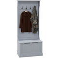 EasyComfort Mobile Appendiabiti 3 in 1 with 4 Ganci e Panca Contenitore, in Legno, 71.5x39.5x170 cm, Grigio