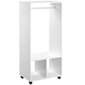 EasyComfort Mobile Appendiabiti with Barra in Alluminio e 2 Ripiani Aperti, in Truciolato, 60x40x128 cm, white