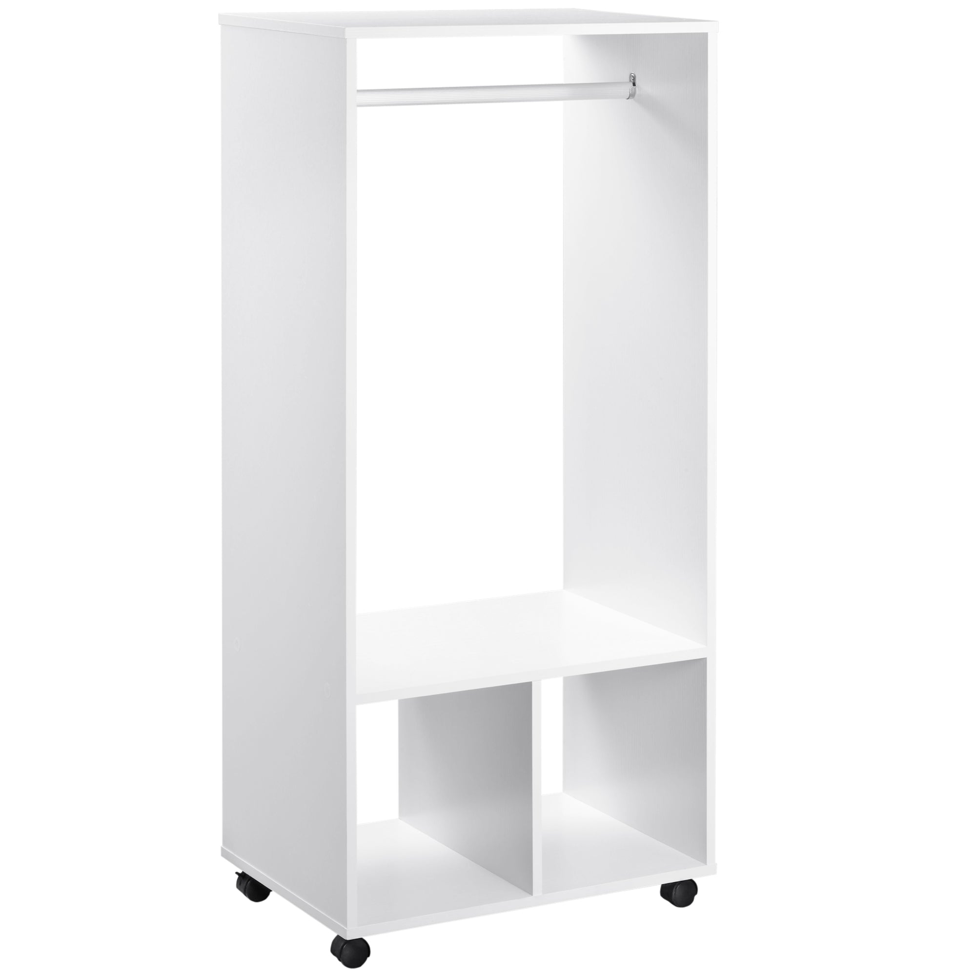 EasyComfort Mobile Appendiabiti with Barra in Alluminio e 2 Ripiani Aperti, in Truciolato, 60x40x128 cm, white
