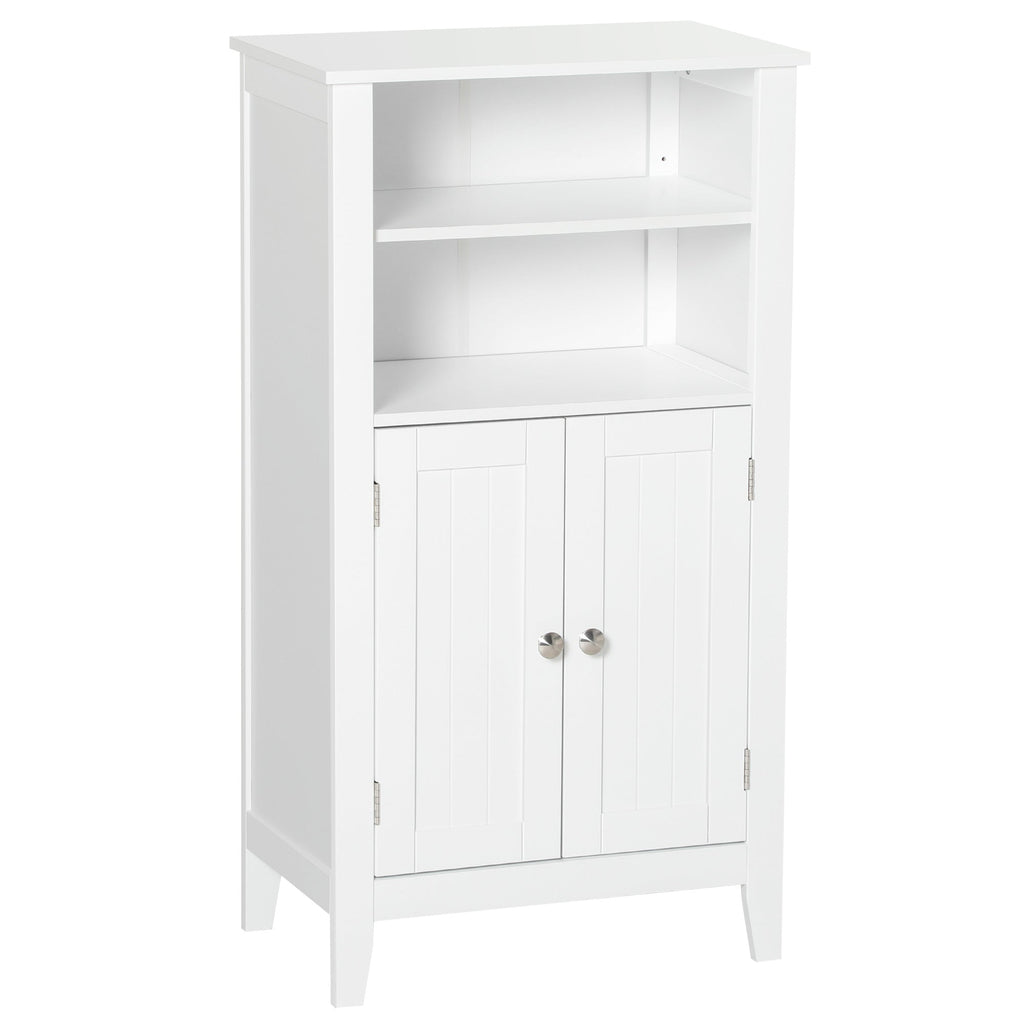 Easycomfort Mobile Bagno with Mensole Regolabili e Armadietto 2 Ante, Mobiletto Bagno Multiuso in Legno, white, 50x30x93cm