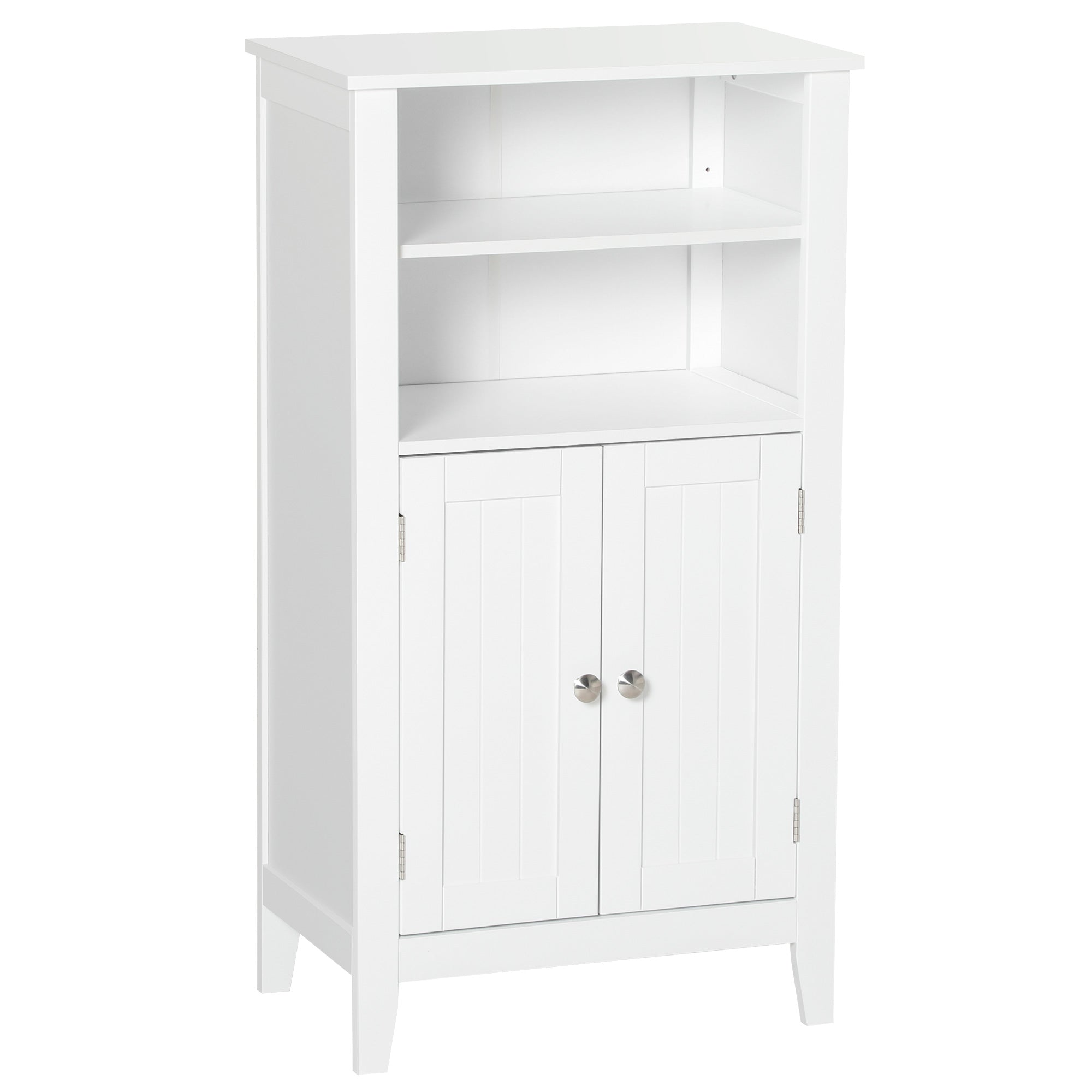 Easycomfort Mobile Bagno with Mensole Regolabili e Armadietto 2 Ante, Mobiletto Bagno Multiuso in Legno, white, 50x30x93cm