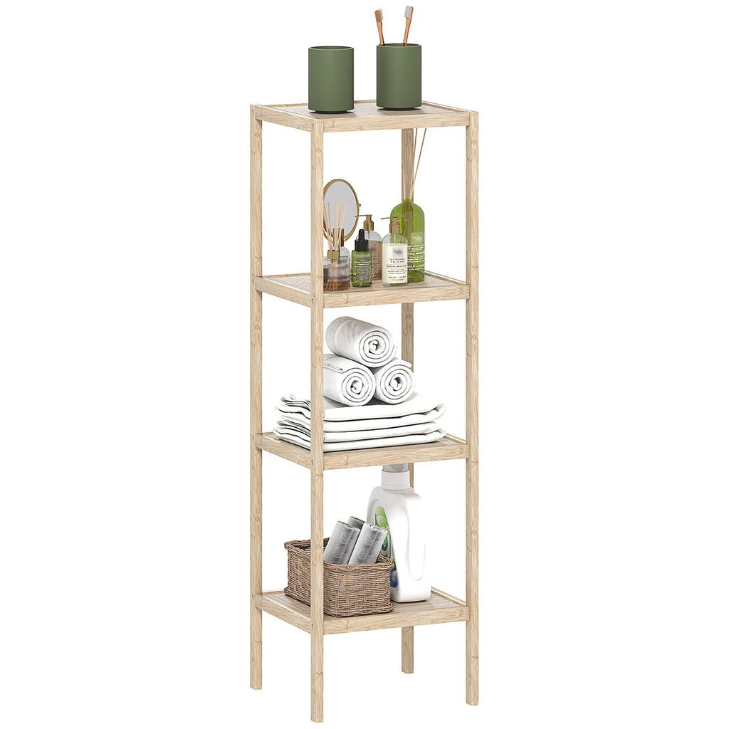EasyComfort Mobile Bagno badkamerkast bamboe 4 niveaus 33x31x110 cm