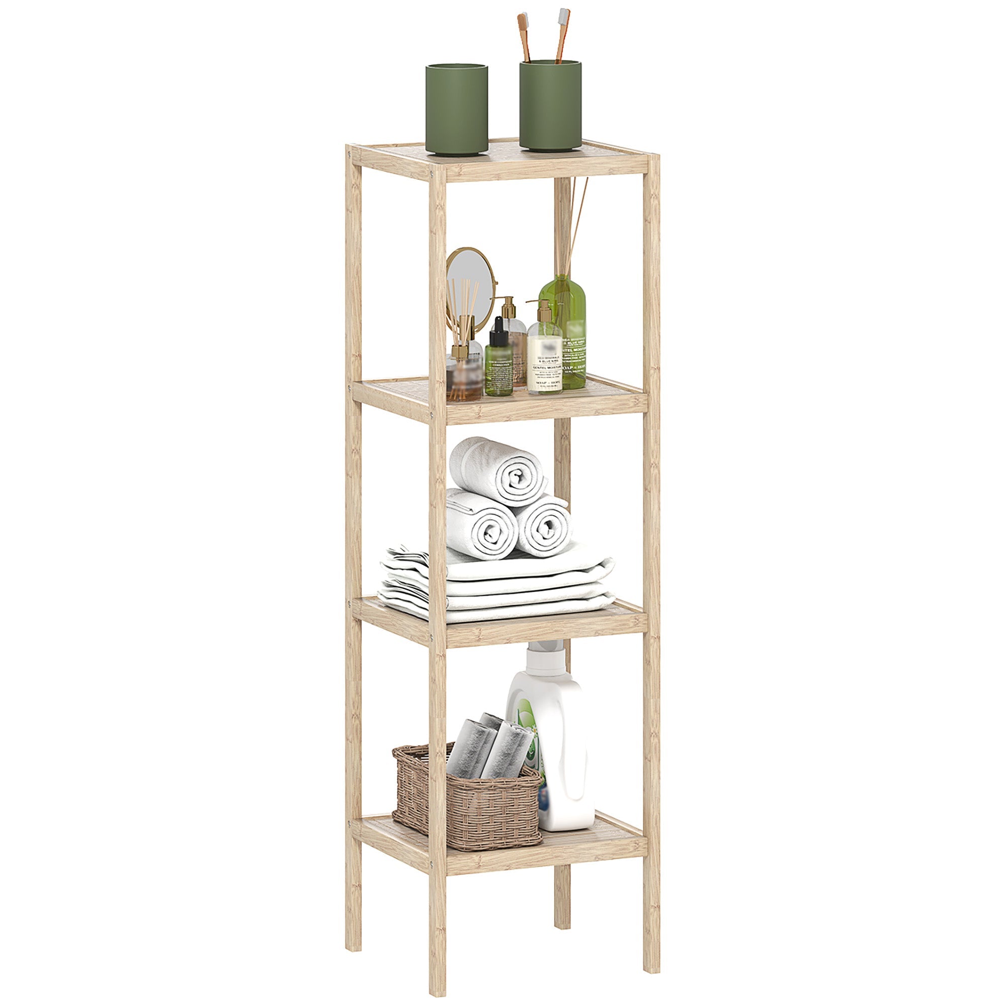 EasyComfort Mobile Bagno badkamerkast bamboe 4 niveaus 33x31x110 cm