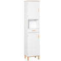 Easycomfort Mobile Bagno Salvaspazio in Legno, Mobile a Colonna with Armadietti e Cassetto, 39x30x180cm, white