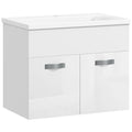 EasyComfort Mobile Bagno Sospeso with Lavabo, Armadietto a 2 Ante with Cerniere Ammortizzate, 61x40x50cm, white Lucido
