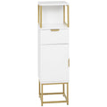 Easycomfort Mobile Colonna Bagno with Cassetto, Armadietto e Ripiano in Legno e Metallo, 30x30x105cm, white