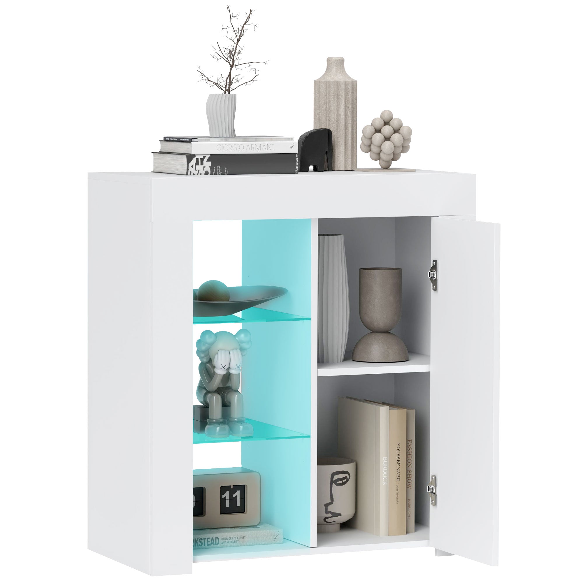 EasyComfort opbergkast met LED 3 planken 2-deurs wit