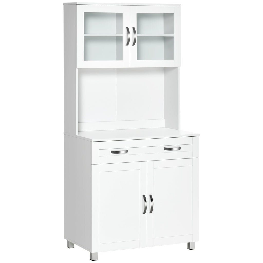 EasyComfort Mobile Cucina Moderno with 2 Armadietti, Ante in Vetro e Mensole Regolabili, 80x48x170 cm, white