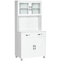 EasyComfort Mobile Cucina Moderno with 2 Armadietti, Ante in Vetro e Mensole Regolabili, 80x48x170 cm, white