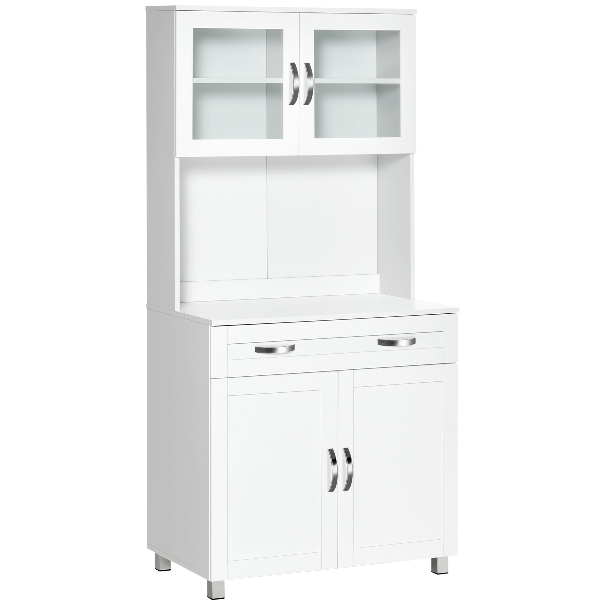 EasyComfort Mobile Cucina Moderno with 2 Armadietti, Ante in Vetro e Mensole Regolabili, 80x48x170 cm, white