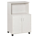 Easycomfort Mobile Cucina Multiuso with Ruote, Armadietto e Ripiano per Microonde, Credenza Alta in Legno Truciolare, 60.4x40.3x97cm white