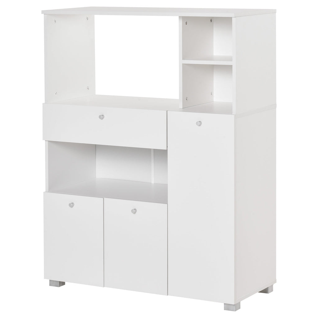 Easycomfort Mobile Cucina per Microonde with Armadietti, Mensole e Cassetto, Credenza Moderna in Legno 90x40x120cm white