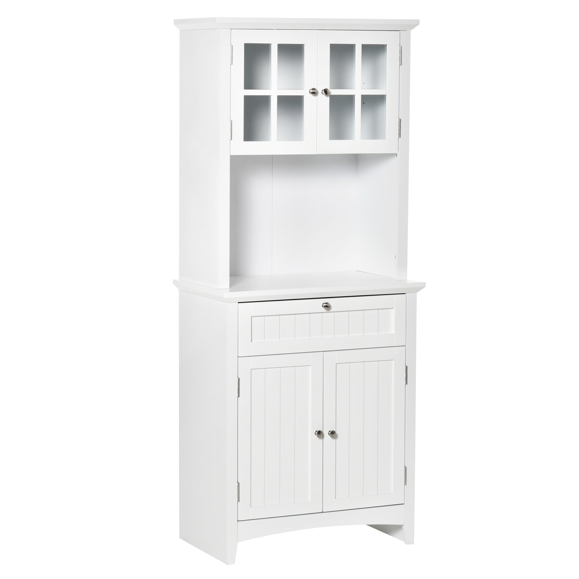 Easycomfort Mobile Dispensa Alto with 2 Armadietti, Ripiani Regolabili e Piano d'Appoggio, in MDF, 68.6x40x164 cm, white