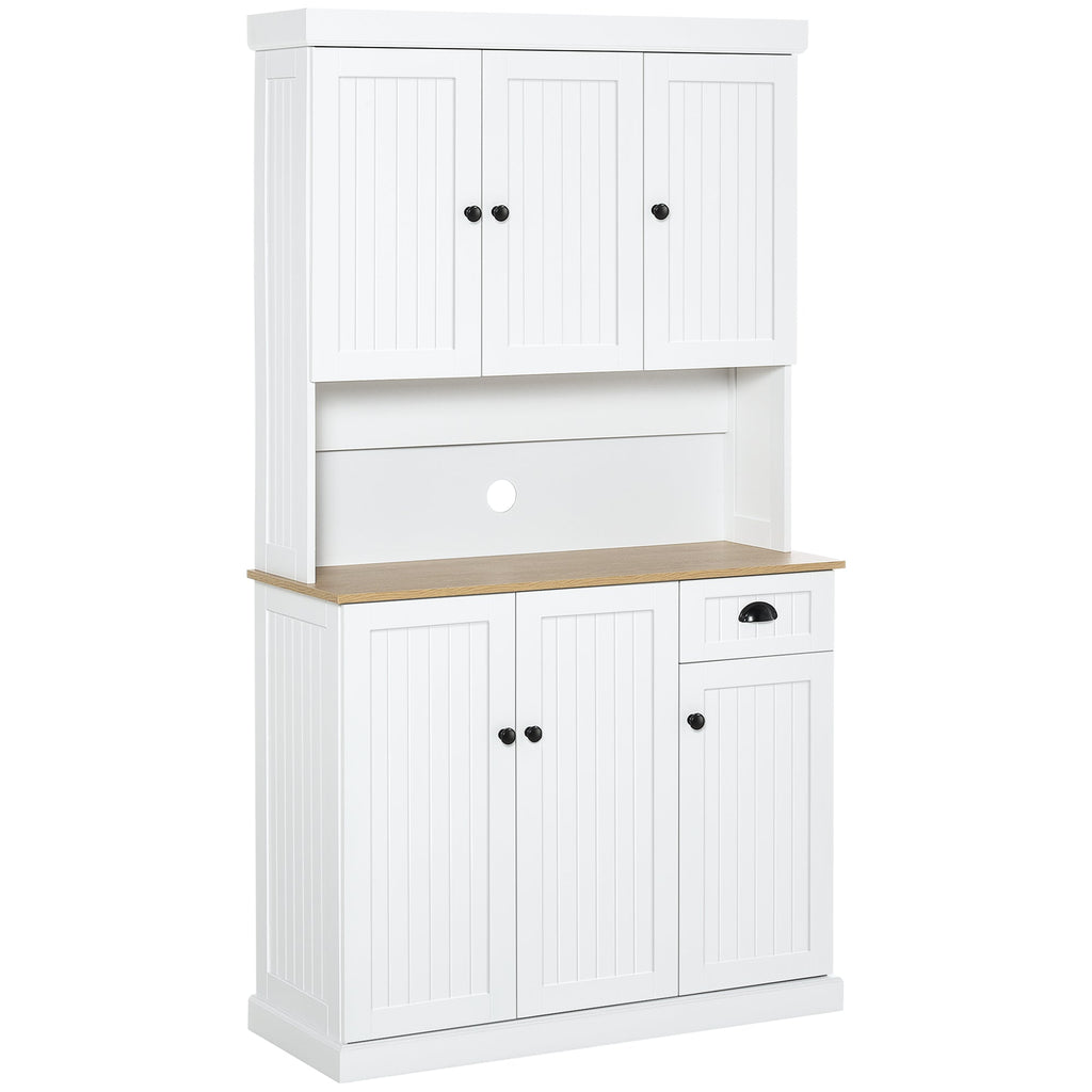 EasyComfort Mobile Dispensa Cucina in Legno with Armadietti e Cassetto Stile Country, 101x39x180cm, white