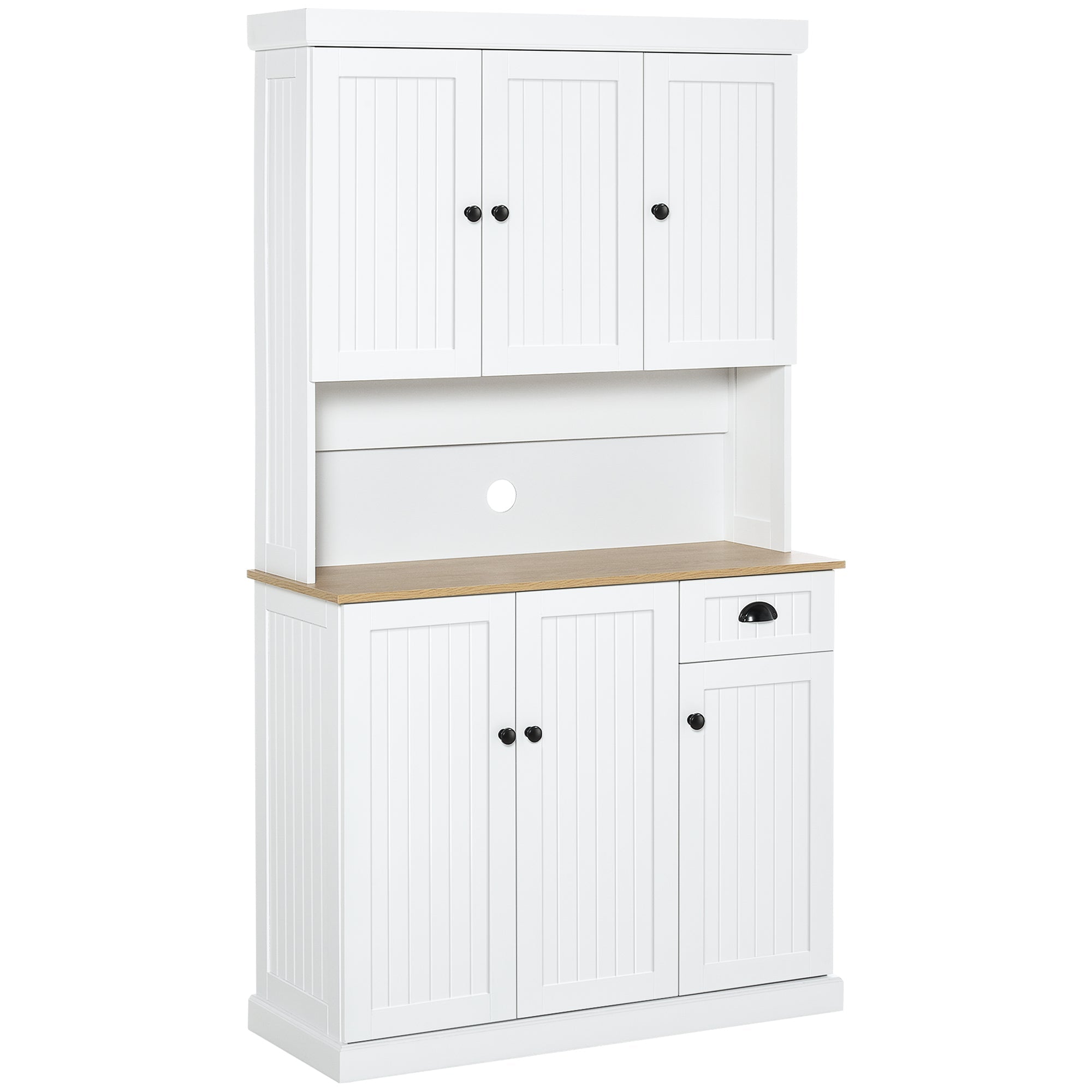 EasyComfort Mobile Dispensa Cucina in Legno with Armadietti e Cassetto Stile Country, 101x39x180cm, white