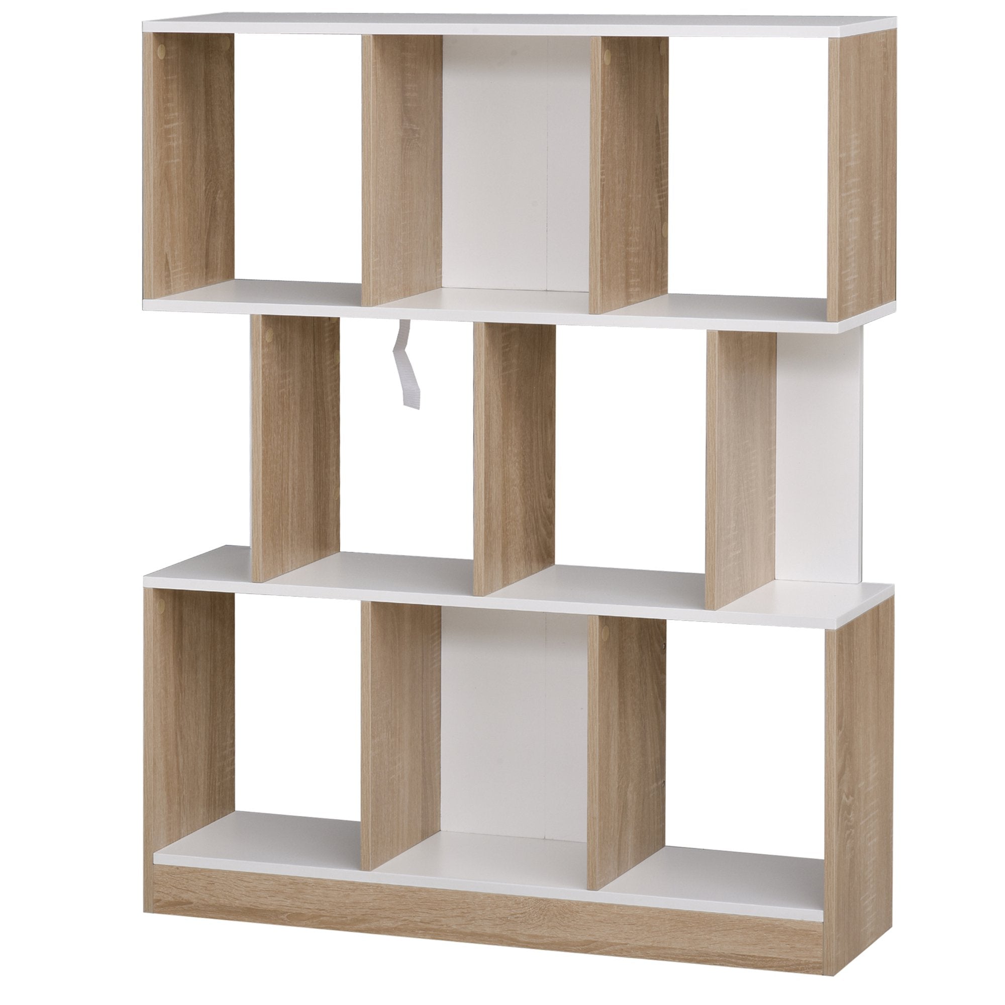 Easycomfort Mobile Libreria a 8 Ripiani per Soggiorno e Camera da Letto, in Legno, 100x27x124 cm, Rovere e white