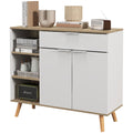 EasyComfort Mobile Multiuso Salvaspazio with 3 Ripiani Aperti, Armadietto e Cassetto, in Truciolato, 95x35x85 cm
