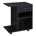 Easycomfort Mobile Porta Stampante in Legno black with 1 Cassetto, 2 Ripiani e Mensola CPU, per Ufficio 60x40x68.5cm