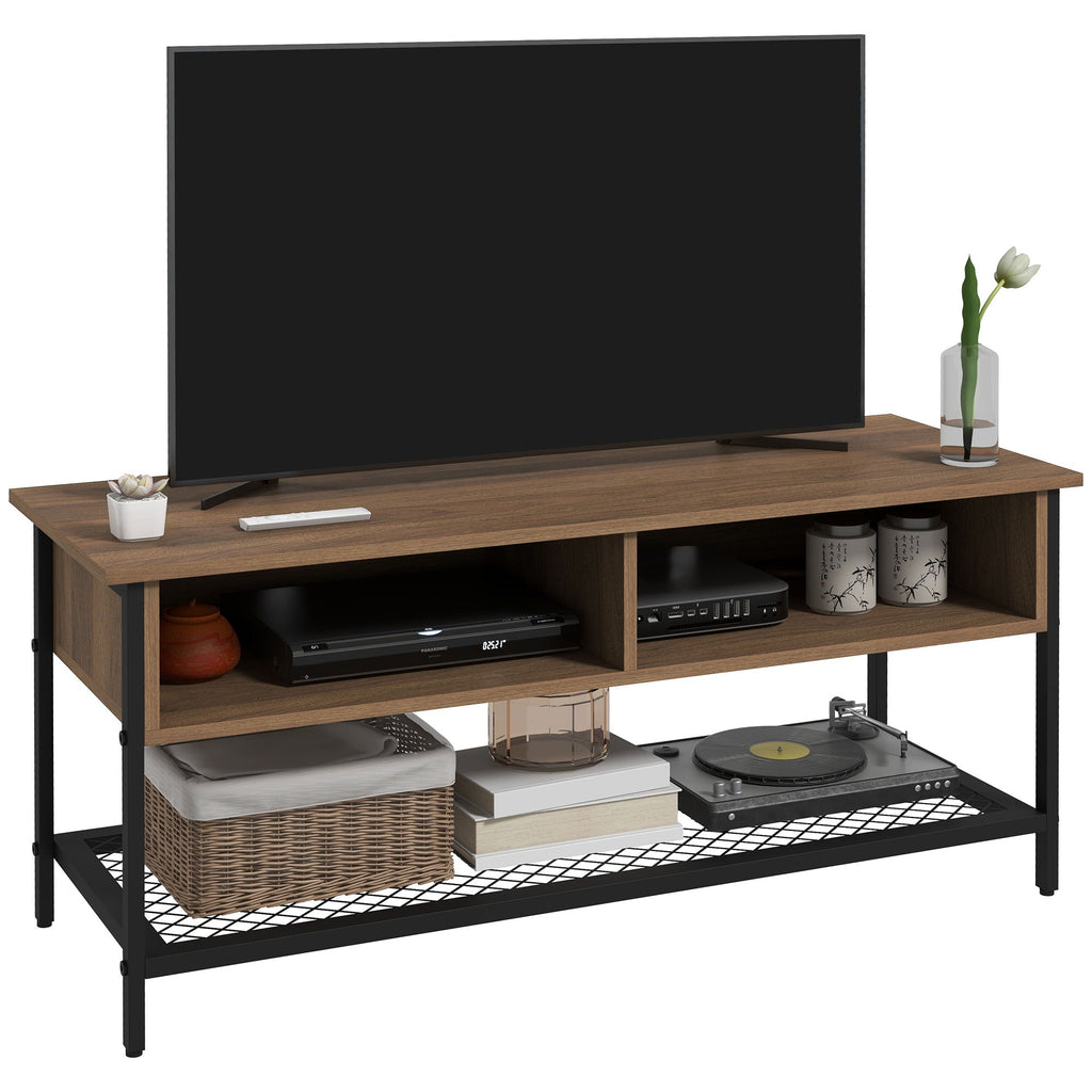 Easycomfort Mobile Porta TV fino 48" Stile Industriale in Legno e Acciaio, 110x40x48cm, Marrone e black