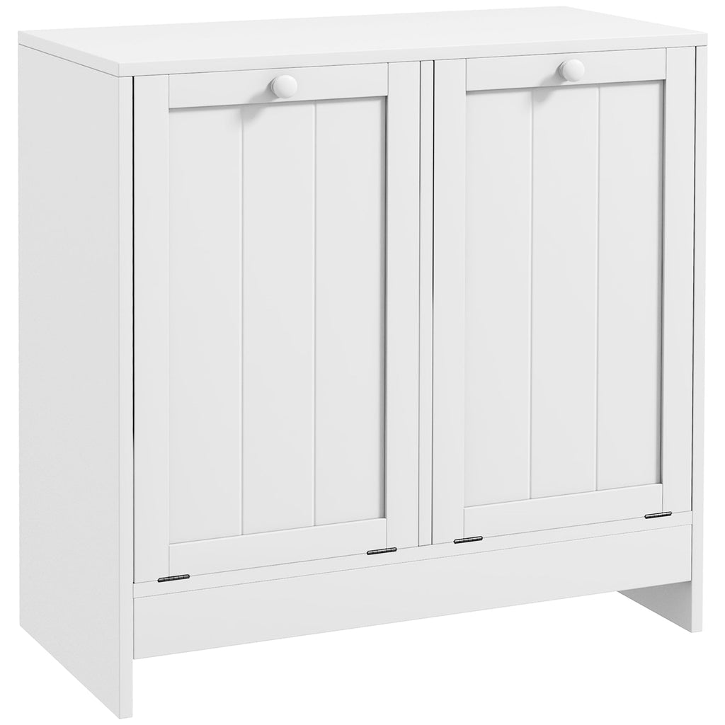 EasyComfort Mobile Portabiancheria with 2 Scomparti a Ribalta in Legno, 66x33x68cm, white