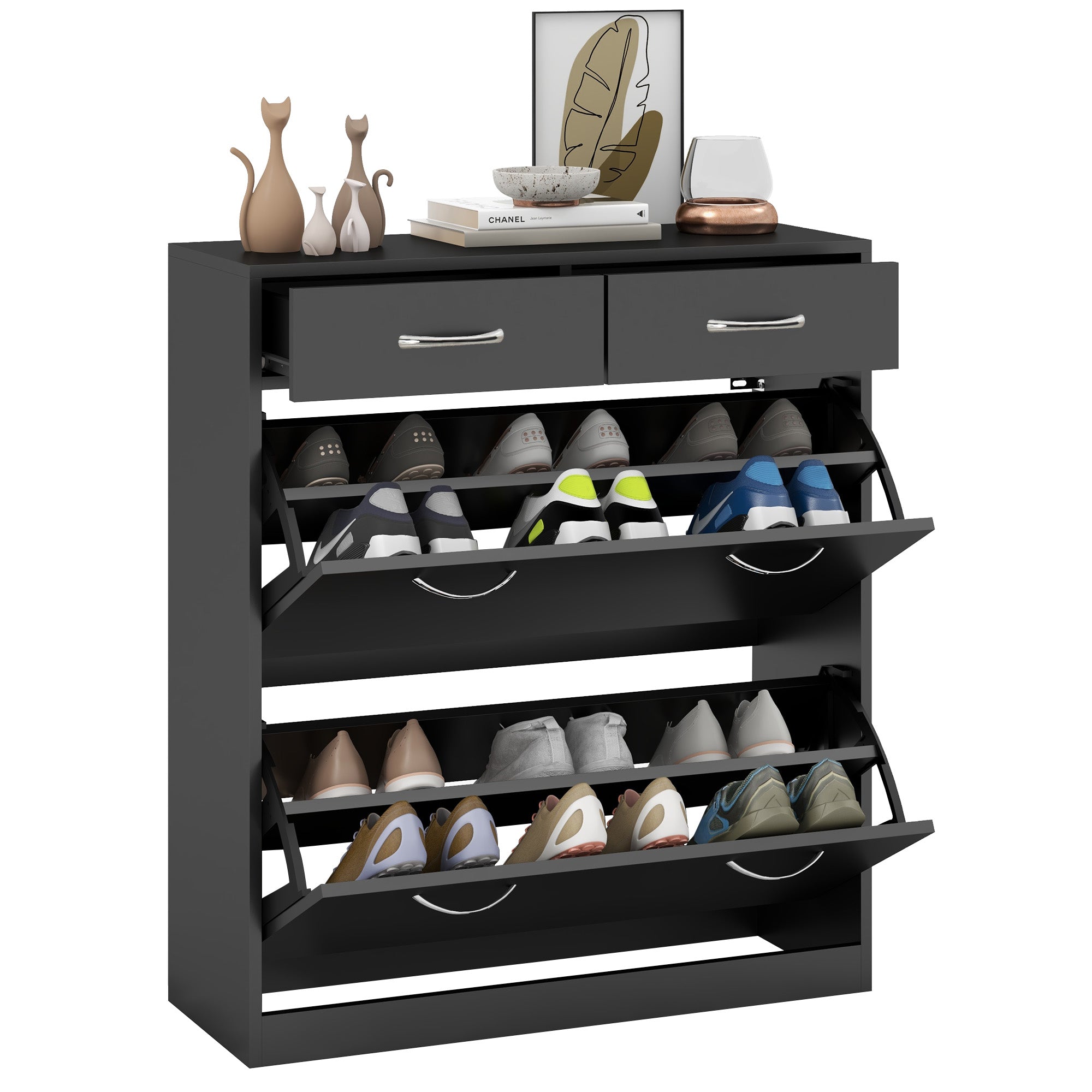 EasyComfort schoenenkast 12 paar zwart 80x30x91.5 cm