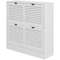 Easycomfort Mobile Scarpiera Salvaspazio in Legno per 16 Paia di Scarpe with 2 Ante a Ribalta, 81.5x25x83cm, white