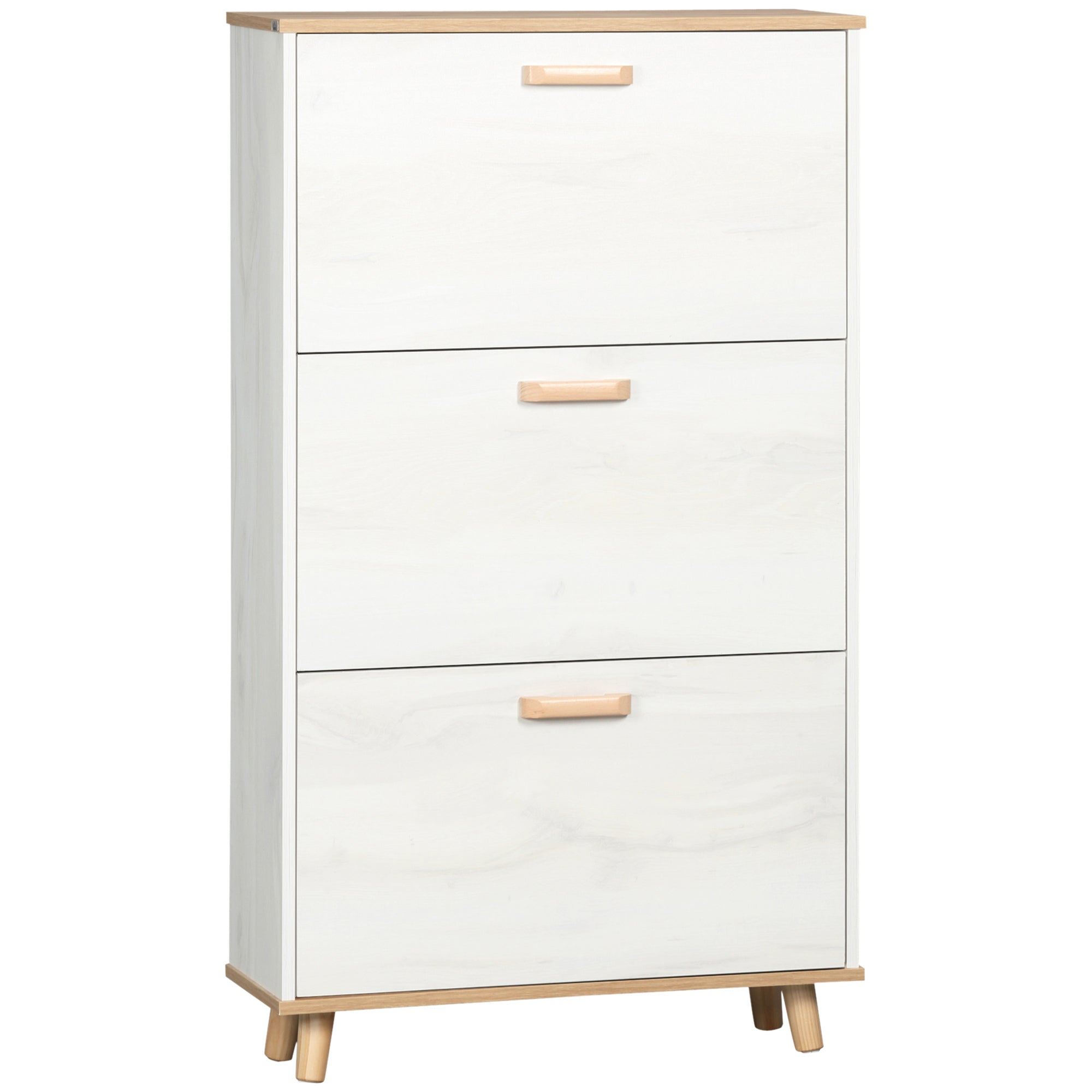 Easycomfort Mobile Scarpiera Salvaspazio in Truciolato with 3 Cassetti e 2 Ripiani Interni Regolabili, 70x23.5x122 cm, white