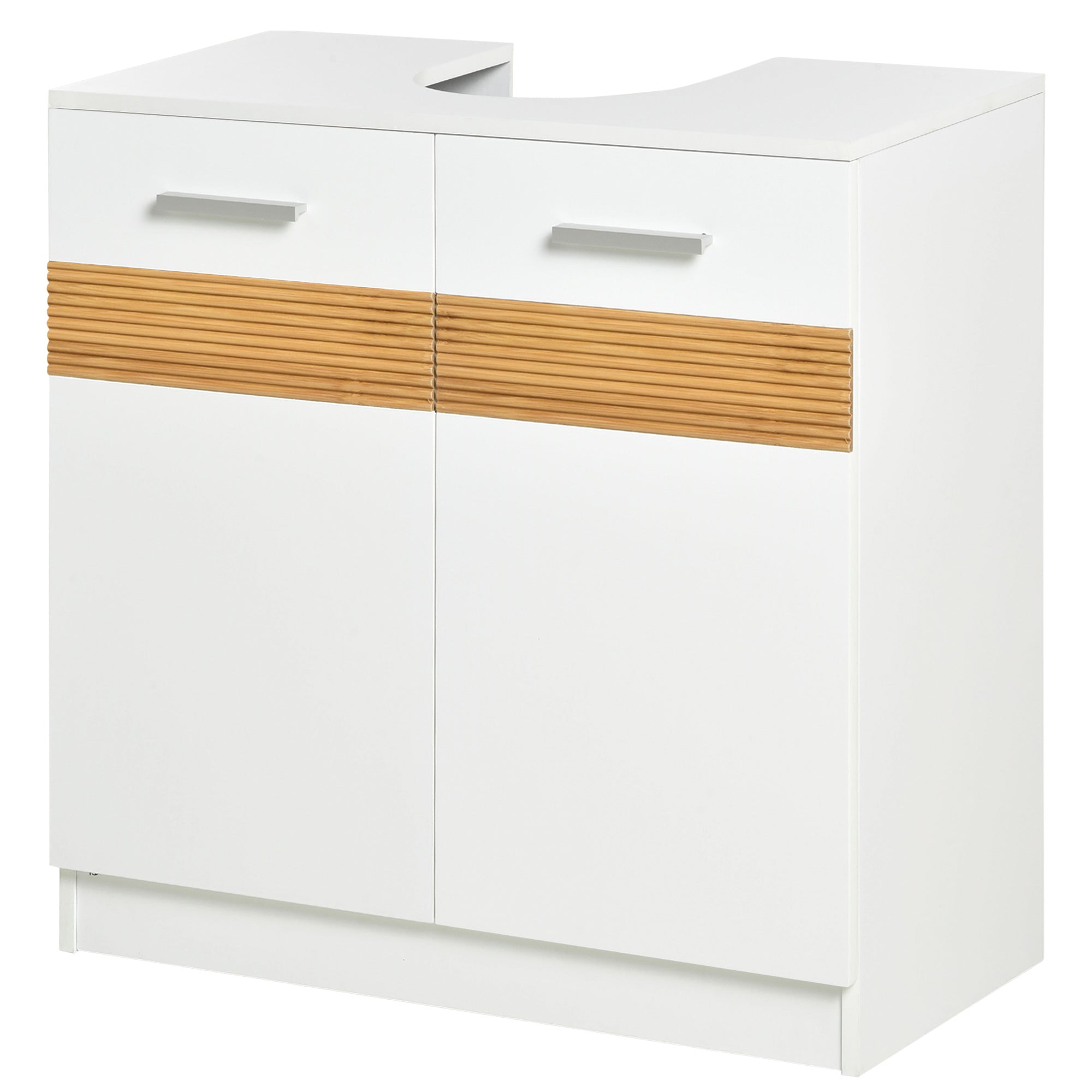 EasyComfort Mobile Moderno Sotto Lavabo Bagno per nascondere tubi idraulici, Sottolavandino with Antine in Legno white, 60x30x60.5cm