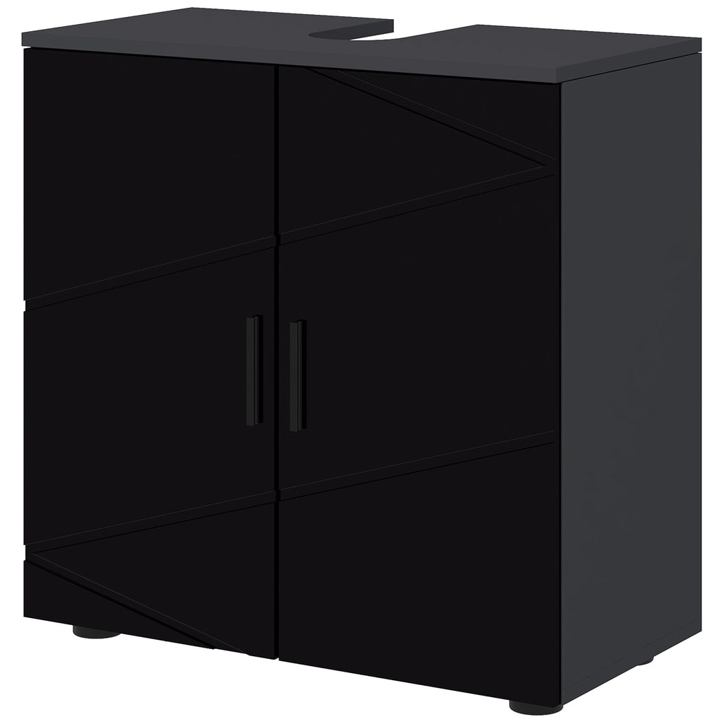 Easycomfort Mobile Sottolavabo Bagno in Legno with Armadietto 2 Ante, 60x30x60cm, black